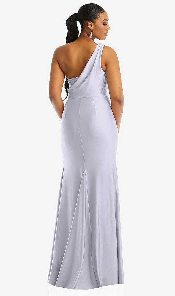 Back View - Silver Dove One-Shoulder Asymmetrical Cowl Back Stretch Satin Mermaid Dress