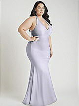 Alt View 2 Thumbnail - Silver Dove Plunge Neckline Cutout Low Back Stretch Satin Mermaid Dress