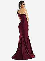 Alt View 3 Thumbnail - Cabernet One-Shoulder Bias-Cuff Stretch Satin Mermaid Dress with Slight Train