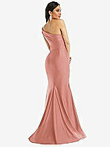 Alt View 3 Thumbnail - Desert Rose One-Shoulder Bias-Cuff Stretch Satin Mermaid Dress with Slight Train