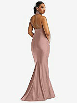 Rear View Thumbnail - Neu Nude Criss Cross Halter Open-Back Stretch Satin Mermaid Dress