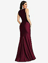 Rear View Thumbnail - Cabernet Square Neck Stretch Satin Mermaid Dress with Slight Train