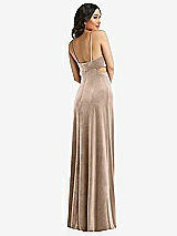 Rear View Thumbnail - Topaz Spaghetti Strap Cutout Midriff Velvet Maxi Dress