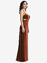 Side View Thumbnail - Auburn Moon Spaghetti Strap Cutout Midriff Velvet Maxi Dress