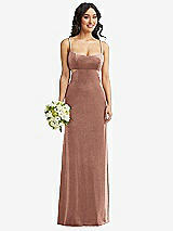 Alt View 1 Thumbnail - Tawny Rose Spaghetti Strap Cutout Midriff Velvet Maxi Dress