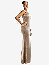 Side View Thumbnail - Topaz Square Neck Closed Back Velvet Maxi Dress 