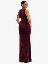 Rear View Thumbnail - Cabernet Square Neck Closed Back Velvet Maxi Dress 