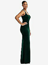 Side View Thumbnail - Evergreen Square Neck Closed Back Velvet Maxi Dress 