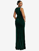 Rear View Thumbnail - Evergreen Square Neck Closed Back Velvet Maxi Dress 