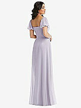 Rear View Thumbnail - Moondance Puff Sleeve Chiffon Maxi Dress with Front Slit