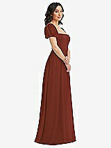 Side View Thumbnail - Auburn Moon Puff Sleeve Chiffon Maxi Dress with Front Slit