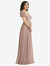 Side View Thumbnail - Neu Nude Puff Sleeve Chiffon Maxi Dress with Front Slit