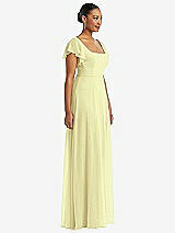 Side View Thumbnail - Butter Yellow Flutter Sleeve Scoop Open-Back Chiffon Maxi Dress