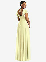 Rear View Thumbnail - Butter Yellow Flutter Sleeve Scoop Open-Back Chiffon Maxi Dress