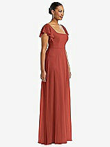 Side View Thumbnail - Amber Sunset Flutter Sleeve Scoop Open-Back Chiffon Maxi Dress