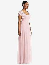 Side View Thumbnail - Ballet Pink Flutter Sleeve Scoop Open-Back Chiffon Maxi Dress