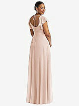 Rear View Thumbnail - Cameo Flutter Sleeve Scoop Open-Back Chiffon Maxi Dress