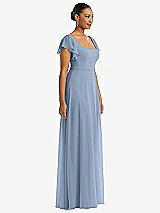 Side View Thumbnail - Cloudy Flutter Sleeve Scoop Open-Back Chiffon Maxi Dress