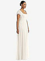 Side View Thumbnail - Ivory Flutter Sleeve Scoop Open-Back Chiffon Maxi Dress