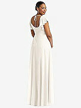 Rear View Thumbnail - Ivory Flutter Sleeve Scoop Open-Back Chiffon Maxi Dress