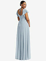 Rear View Thumbnail - Mist Flutter Sleeve Scoop Open-Back Chiffon Maxi Dress