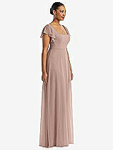 Side View Thumbnail - Neu Nude Flutter Sleeve Scoop Open-Back Chiffon Maxi Dress