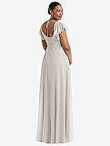 Rear View Thumbnail - Oyster Flutter Sleeve Scoop Open-Back Chiffon Maxi Dress