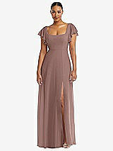 Alt View 1 Thumbnail - Sienna Flutter Sleeve Scoop Open-Back Chiffon Maxi Dress