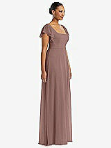 Side View Thumbnail - Sienna Flutter Sleeve Scoop Open-Back Chiffon Maxi Dress