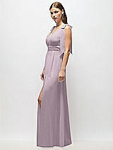 Alt View 3 Thumbnail - Lilac Dusk Plunge Neckline Bow Shoulder Empire Waist Chiffon Maxi Dress