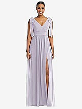 Front View Thumbnail - Moondance Plunge Neckline Bow Shoulder Empire Waist Chiffon Maxi Dress