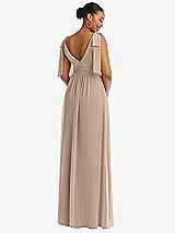 Rear View Thumbnail - Topaz Plunge Neckline Bow Shoulder Empire Waist Chiffon Maxi Dress