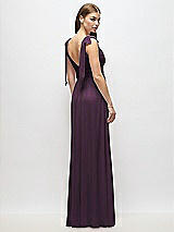 Alt View 4 Thumbnail - Aubergine Plunge Neckline Bow Shoulder Empire Waist Chiffon Maxi Dress