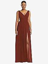 Alt View 2 Thumbnail - Auburn Moon Plunge Neckline Bow Shoulder Empire Waist Chiffon Maxi Dress