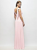 Alt View 4 Thumbnail - Ballet Pink Plunge Neckline Bow Shoulder Empire Waist Chiffon Maxi Dress