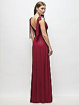 Alt View 4 Thumbnail - Burgundy Plunge Neckline Bow Shoulder Empire Waist Chiffon Maxi Dress