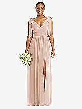 Alt View 1 Thumbnail - Cameo Plunge Neckline Bow Shoulder Empire Waist Chiffon Maxi Dress