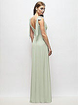 Alt View 4 Thumbnail - Celadon Plunge Neckline Bow Shoulder Empire Waist Chiffon Maxi Dress