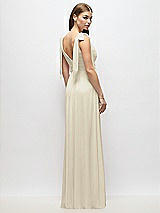 Alt View 4 Thumbnail - Champagne Plunge Neckline Bow Shoulder Empire Waist Chiffon Maxi Dress