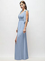 Alt View 3 Thumbnail - Cloudy Plunge Neckline Bow Shoulder Empire Waist Chiffon Maxi Dress
