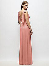 Alt View 4 Thumbnail - Desert Rose Plunge Neckline Bow Shoulder Empire Waist Chiffon Maxi Dress