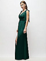 Alt View 3 Thumbnail - Evergreen Plunge Neckline Bow Shoulder Empire Waist Chiffon Maxi Dress