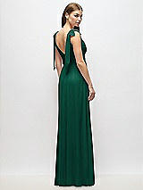 Alt View 4 Thumbnail - Hunter Green Plunge Neckline Bow Shoulder Empire Waist Chiffon Maxi Dress