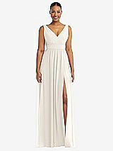 Alt View 2 Thumbnail - Ivory Plunge Neckline Bow Shoulder Empire Waist Chiffon Maxi Dress