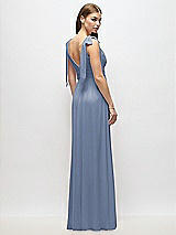Alt View 4 Thumbnail - Larkspur Blue Plunge Neckline Bow Shoulder Empire Waist Chiffon Maxi Dress