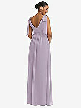 Rear View Thumbnail - Lilac Haze Plunge Neckline Bow Shoulder Empire Waist Chiffon Maxi Dress