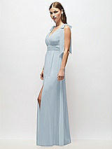 Alt View 3 Thumbnail - Mist Plunge Neckline Bow Shoulder Empire Waist Chiffon Maxi Dress