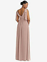 Rear View Thumbnail - Neu Nude Plunge Neckline Bow Shoulder Empire Waist Chiffon Maxi Dress