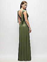 Alt View 4 Thumbnail - Olive Green Plunge Neckline Bow Shoulder Empire Waist Chiffon Maxi Dress