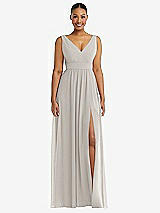 Alt View 2 Thumbnail - Oyster Plunge Neckline Bow Shoulder Empire Waist Chiffon Maxi Dress